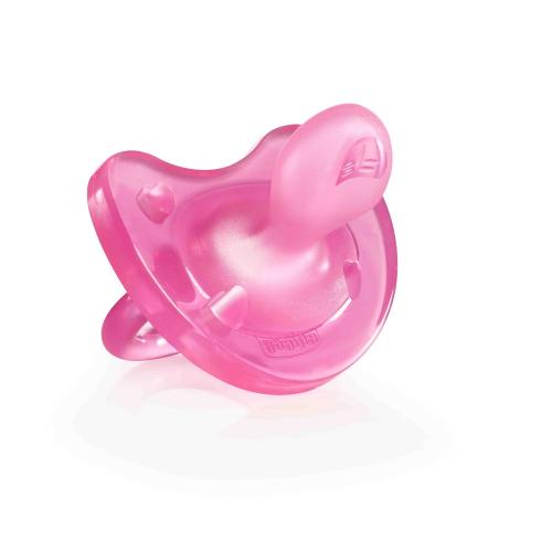 Чико Пустышка силиконовая от 0 до 6 месяцев розовая, 1 шт. (Chicco, Physio Soft)