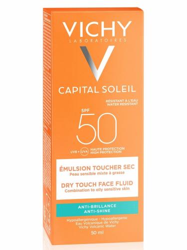 Виши Солнцезащитная матирующая эмульсия Dry Touch для жирной кожи лица SPF 50, 50 мл (Vichy, Capital Soleil), фото-2