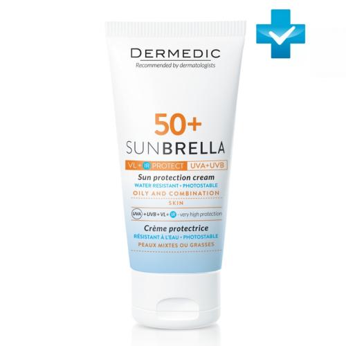Дермедик Солнцезащитный крем SPF 50+ для жирной и комбинированной кожи, 50 мл (Dermedic, Sunbrella)