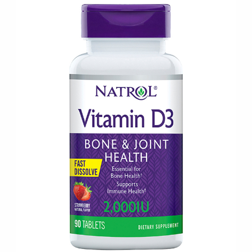 Натрол Витамин D3 быстрорастворимый со вкусом клубники 2000, 90 таблеток (Natrol, Витамины)