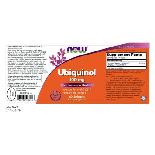 Нау Фудс Убихинол 100 мг, 60 капсул (Now Foods, Кофермент Q), фото-7