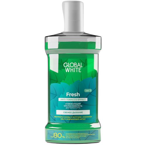 Глобал Уайт Освежающий ополаскиватель для полости рта Fresh, 300 мл (Global White, Поддержание эффекта отбеливания)