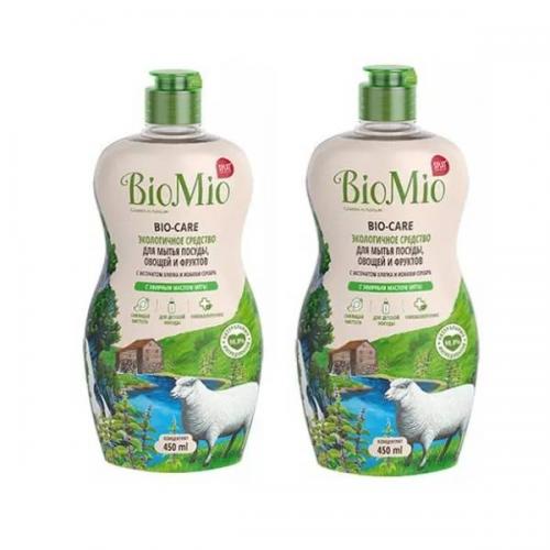 БиоМио Средство с эфирным маслом мяты для мытья посуды, 2 х 450 мл (BioMio, Посуда)