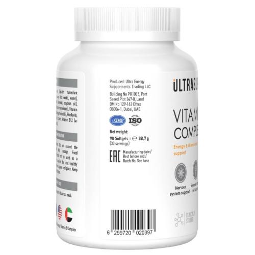 Ультрасаппс Комплекс витаминов группы В, 90 мягких капсул (Ultrasupps, ), фото-2