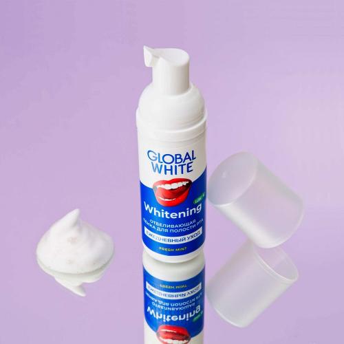 Глобал Уайт Отбеливающая пенка для полости рта Whitening Foam Oral Care, 50 мл (Global White, Поддержание эффекта отбеливания), фото-2