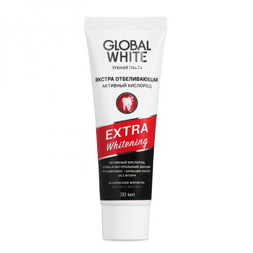 Глобал Уайт Отбеливающая зубная паста Extra Whitening, 30 мл (Global White, Подготовка к отбеливанию), фото-3