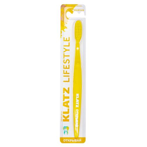 Клатц Щетка зубная для взрослых средняя, цвет желтый, 1 шт (Klatz, Lifestyle)