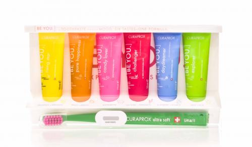 Курапрокс Набор зубных паст Mix set Smart &quot;Шесть вкусов&quot;: Зубная паста 10 мл*6 шт + Зубная щетка для детей Smart (Curaprox, Be You), фото-5