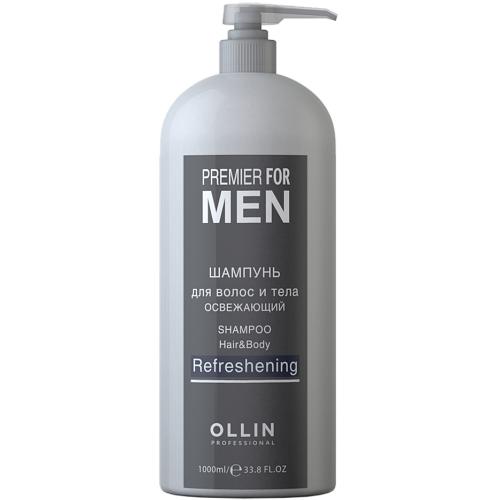 Оллин Освежающий шампунь для волос и тела для мужчин, 1000 мл (Ollin Professional, Уход за волосами, Premier For Men)