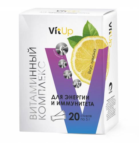 ВитАп Витаминный комплекс &quot;Источник энергии и иммунитета&quot; со вкусом лимона, 20 стиков х 5 г (VitUp, )